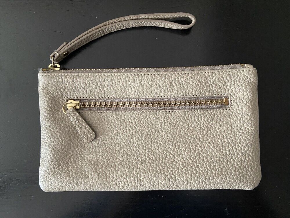 14th & UNION Taupe Leather Wristlet